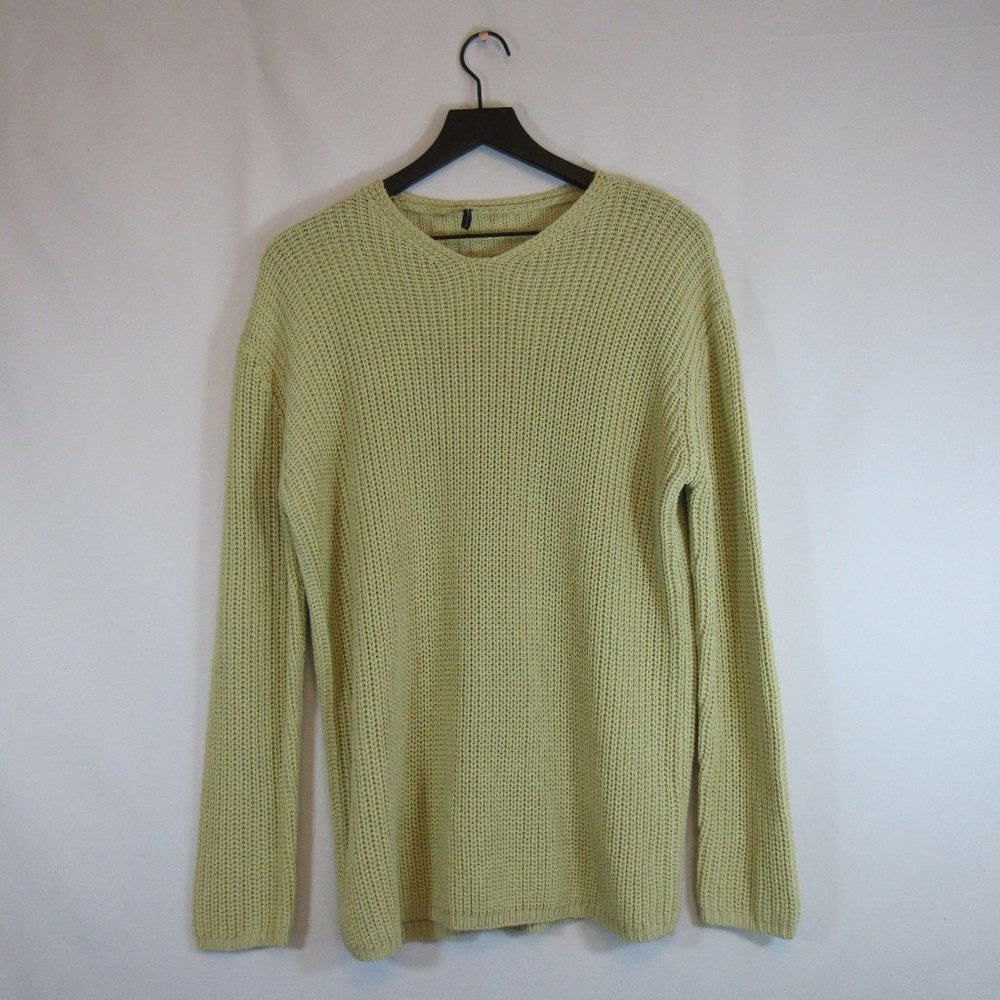 Isda & Co Yellow Crew Neck Loose Knit Pull Over Long Sleeve Sweater